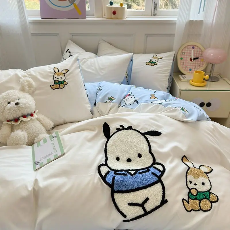 

Sanrio Cinnamoroll dog bedroom set,Children'sGift Teenagers adulte Microfibre double bed Duvet Cover 4 piecewith Zip pillowcase