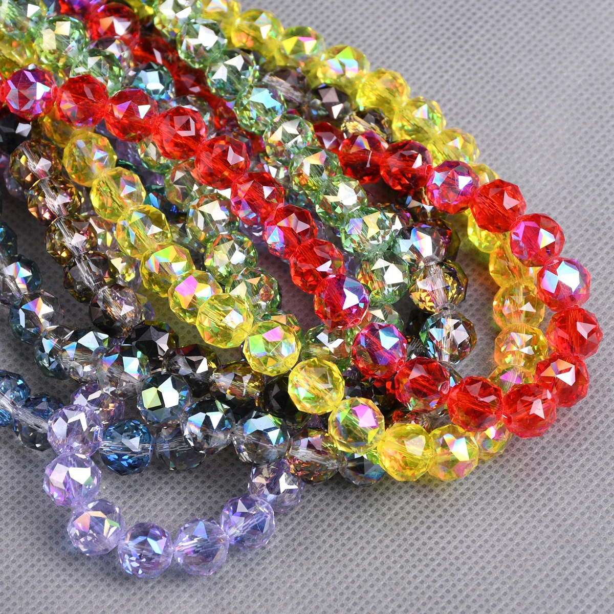 10 Uds. De cuentas sueltas de cristal facetadas redondas coloridas y brillantes de 10mm para fabricación de joyería, accesorios de pulsera DIY