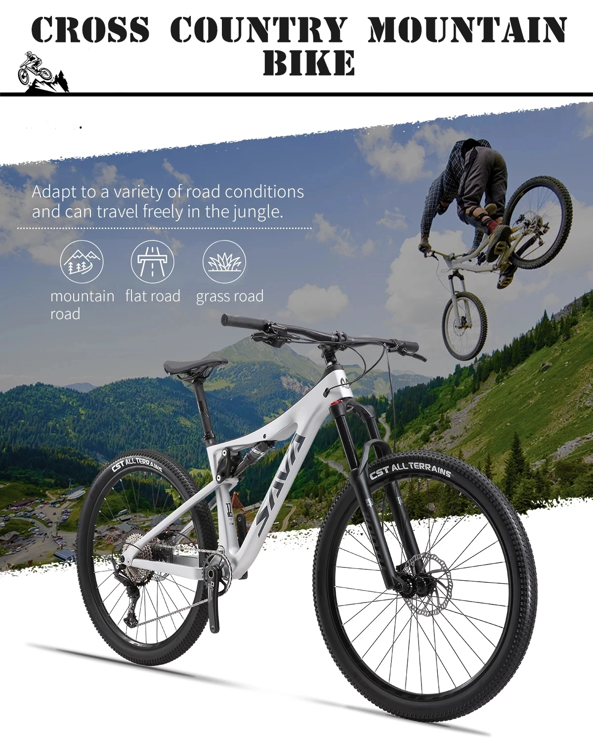 SAVA Denon 6.0 full suspension carbon fiber mountain bike 12 Speed 27.5 inch dual shock bike xc/am/dh bike with SHIMAN0 m6100