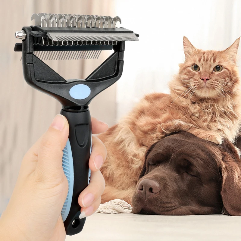 

3-in-1Multifunctional Foldable Dog Hair Combs Durable Fur Knot Stainless Pet Deshedding Brush with Nonslip Handle Brosse Chien