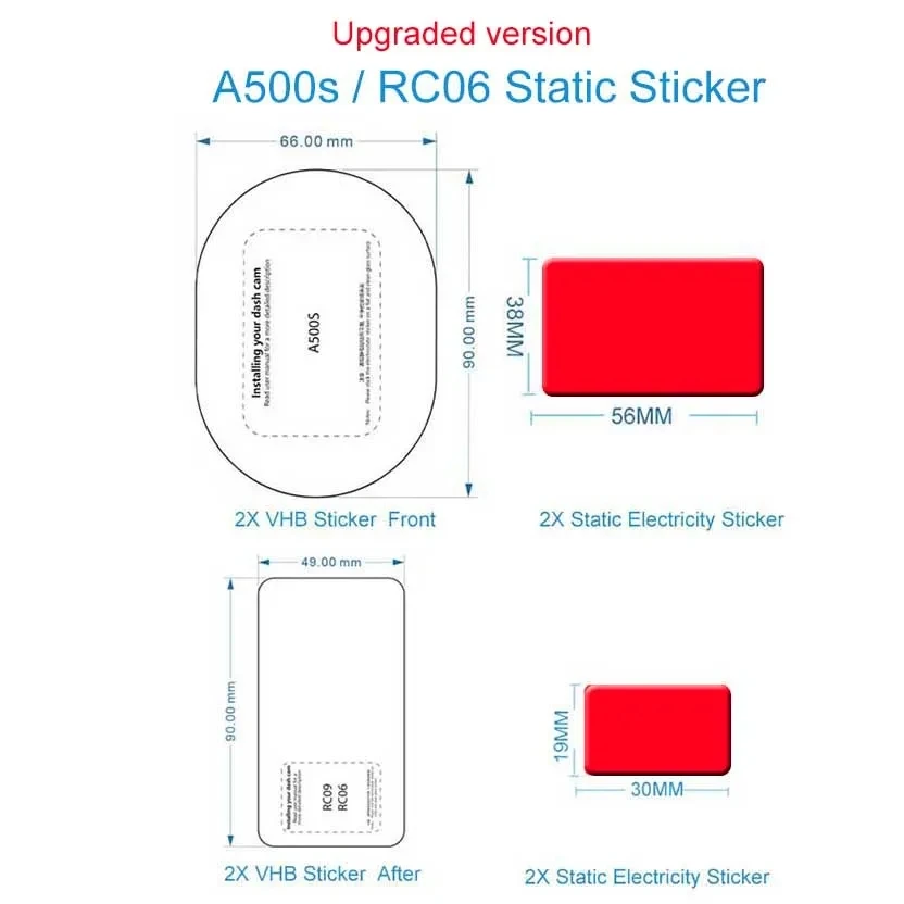 For 70mai Dash Cam Pro plus + A500S LIE2 A200 Dash Cam Film and Static Stickers for 70mai A500S / LIE2  A200 Dash Cam Mount