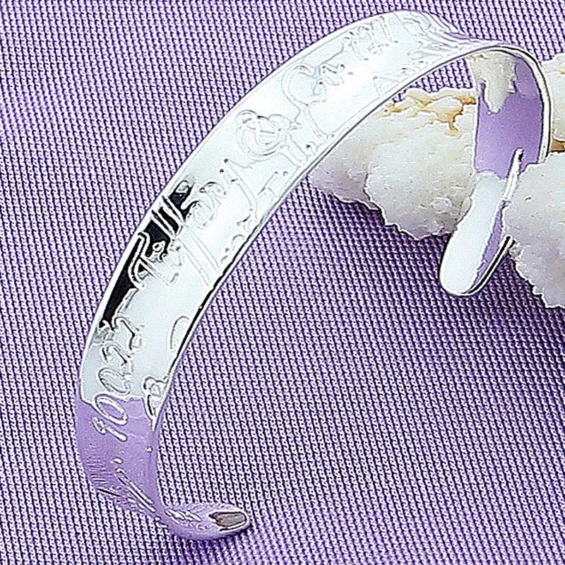 

Fashion Jewelry Declaration of Love Cuff Bracelet for Women Wedding Engagement Gift - 925 Sterling Silver Bangles