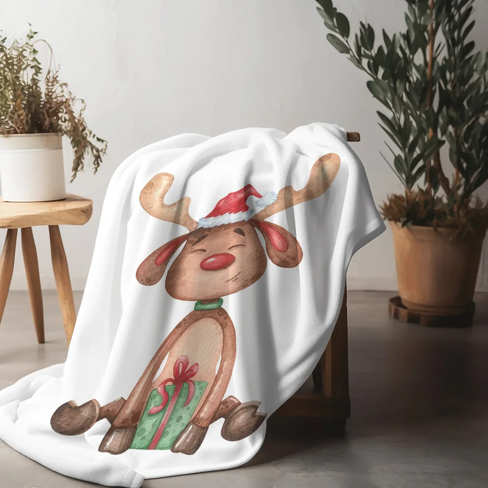 

Милое рождественское одеяло Tuniu с рисунком оленя для дивана-кровати, декоративное одеяло, мягкий теплый подарок, идея