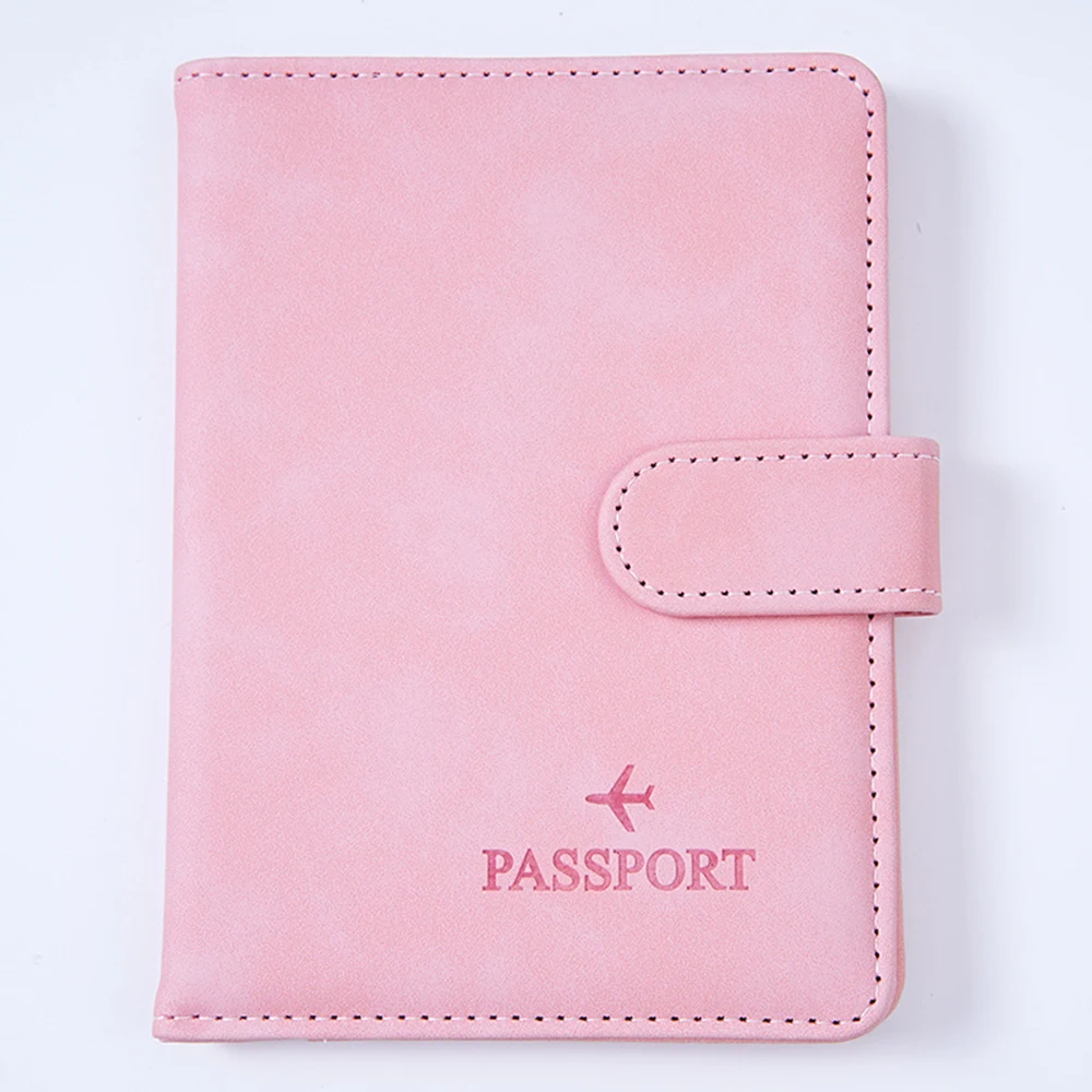 حافظة بسيطة لحامل جواز السفر ومحفظة تحديد الهوية بموجات الراديو وحجب الأعمال من جلد البولي يوريثان وإكسسوارات السفر للنساء والرجال