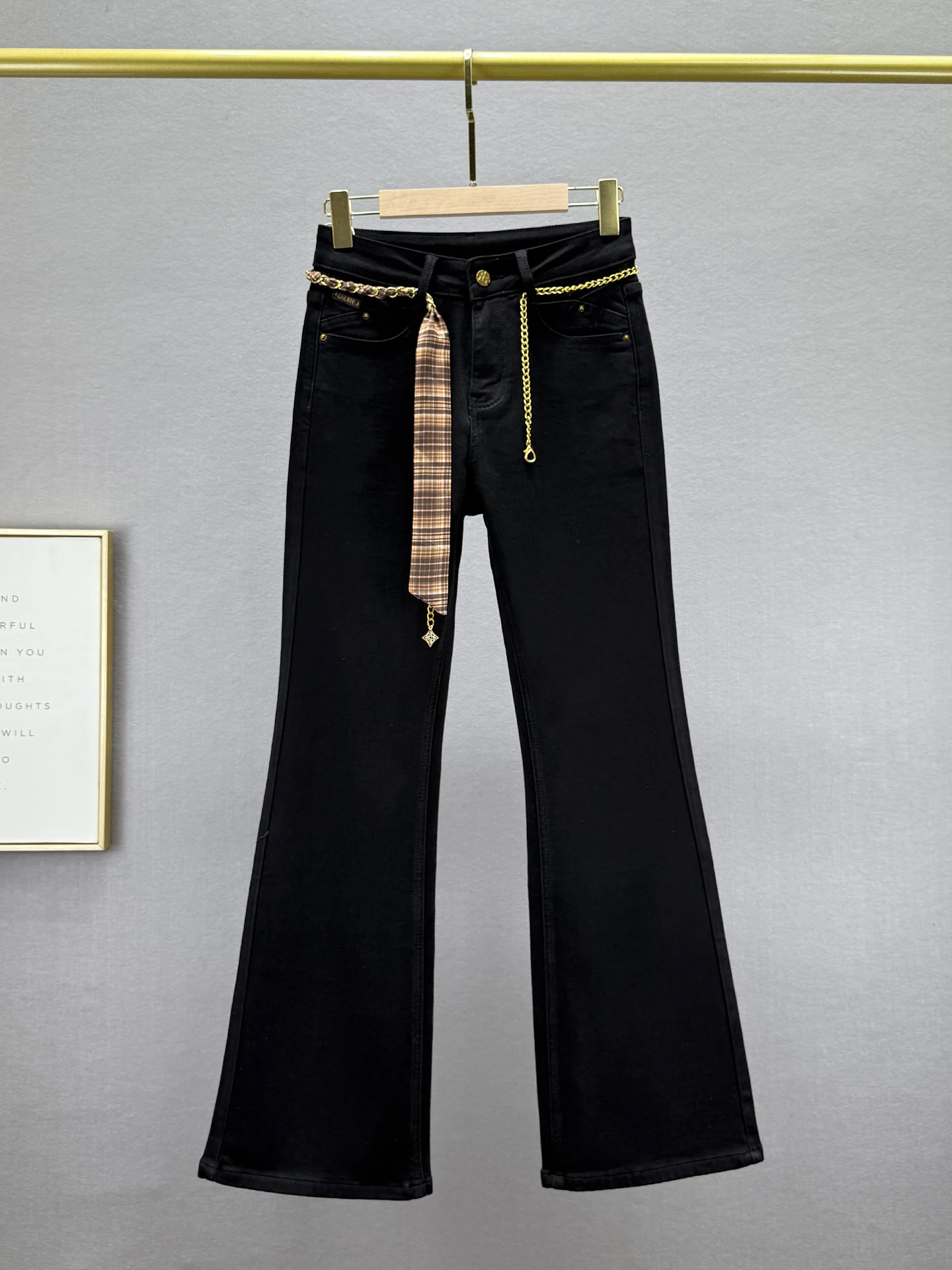 

Женские джинсы с высокой талией и флисовой подкладкой, облегающие, стрейчевые, буткат, зимние, новые, в стиле ретро, из хлопкового стрейч-денима, модные, длинные