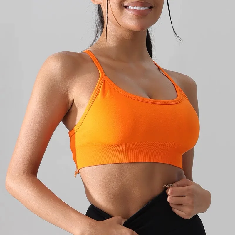 Gepolstertes Yoga-Tanktop für Damen, Fitness-Top mit überkreuztem Rücken, Pilates-Sport-BH, stoßdämpfender Trainings-BH. – Detail 23