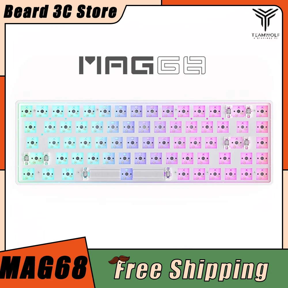 

Teamwolf Mag68 Mechanical Keyboard Kit 68 Keys Three Mode RGB Backlight Hot Swap Gaming Keyboard Office Pc Gamer Accessories