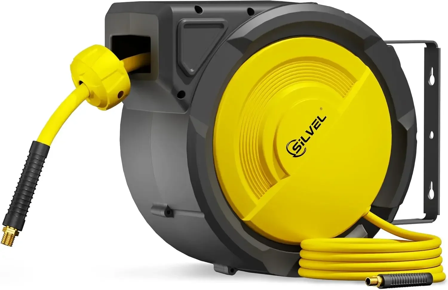 Retractable Air Hose Reel, 3/8 in x 80FT Hybrid Hose Max 300PSI, Air Compressor Hose Reel with 6.5Ft Lead in, Auto-Rewind & 180°