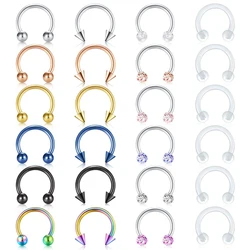 16G Stainless Steel Horseshoe Nose Septum Rings Piercing Jewelry Cartilage Helix Tragus Earring Hoop Lip Piercing for Women Men