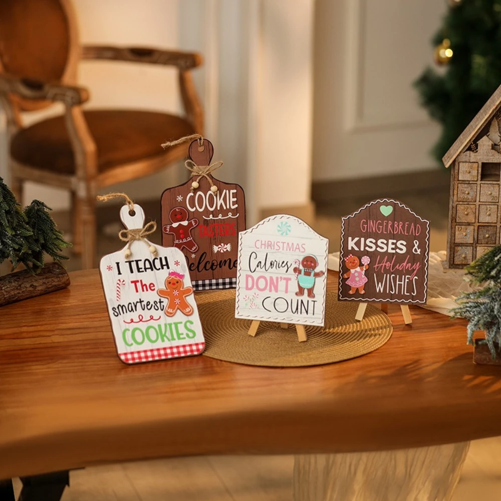 New Wooden Gingerbread Man Shop Sign Welcome Pendant Christmas Gingerbread Man Wooden Sign Decoration Christmas Decoration