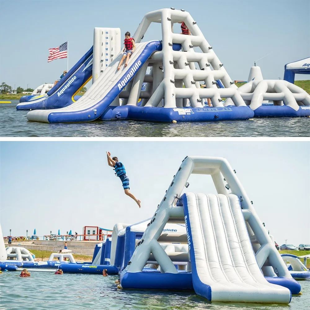 PVC Outdoor Obstacle Course Inflatable Floating Water Play Park Water Warrior Challenge For Adults And Kids