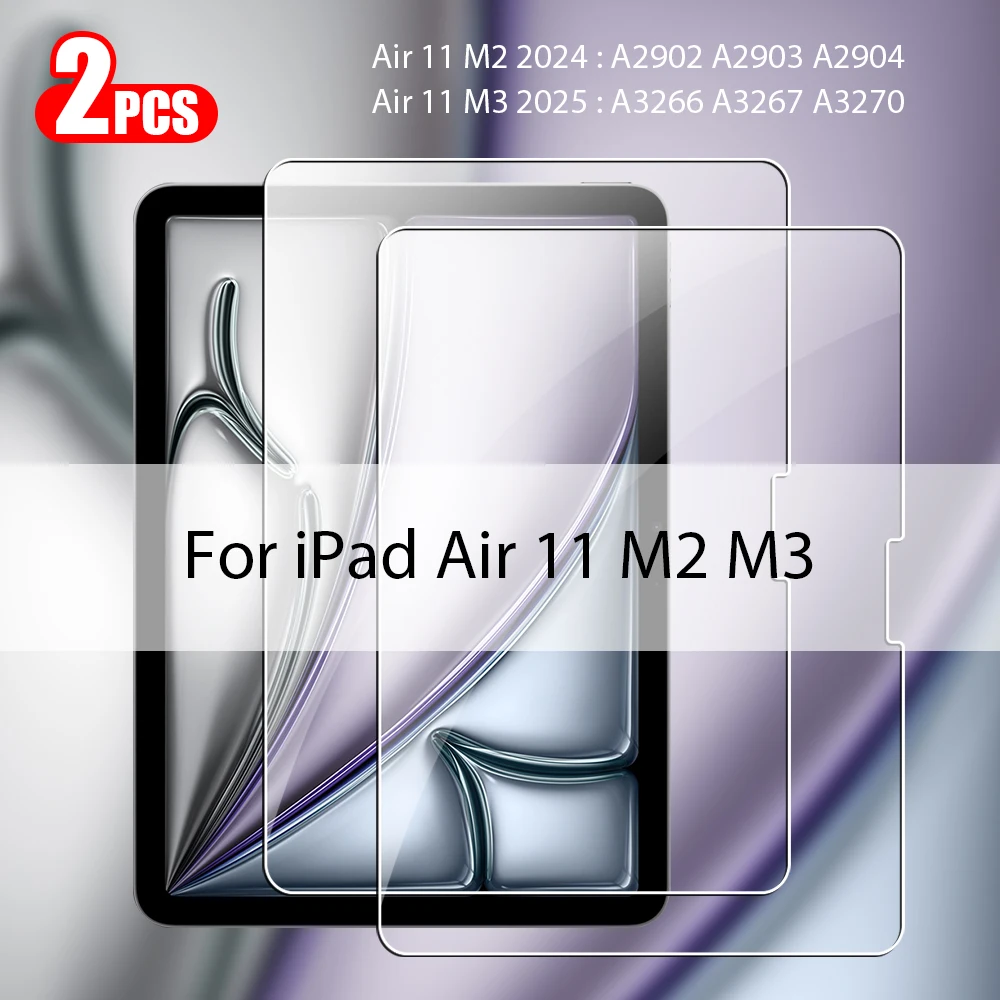 2 Stück Displayschutzfolie aus gehärtetem Glas für iPad Pro 13 11th M5 M4 12.9 Air 11 M3 M2 5 4 Mini 6 7 10 9th 10th Generation A16 Film