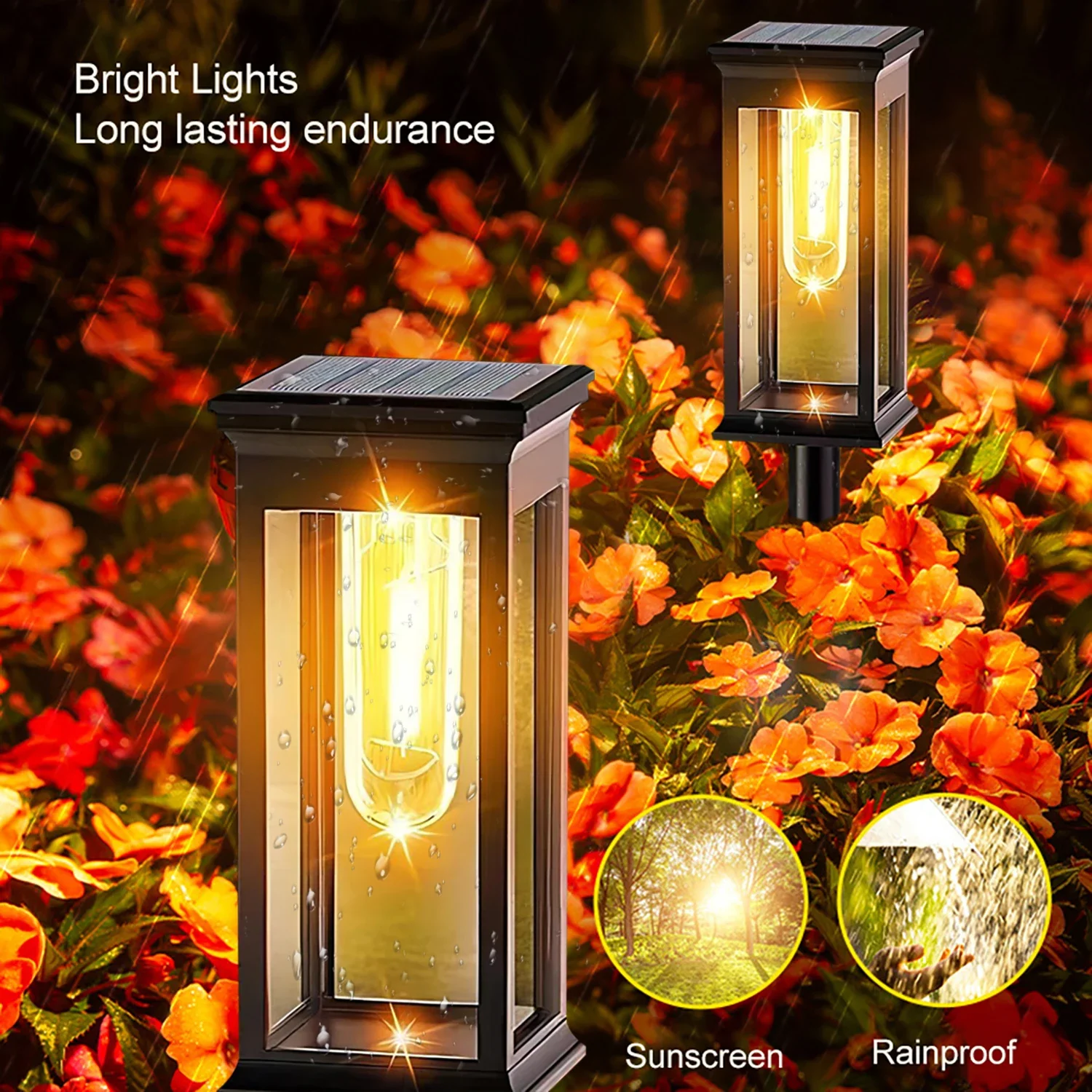 Imagem -04 - Led Solar Light com Bulbo de Filamento de Tungstênio Outdoor Pathway Lights Waterproof Path Lighting Walkway Lighting Landscape Yard e Lawn Driveway