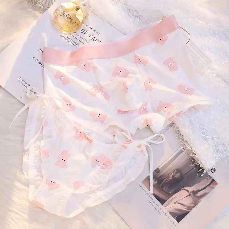 2025 nuevo 2 uds ropa interior de pareja Boxers para hombres y mujeres pantalones cortos bragas de encaje conejo de dibujos animados niño niñas calzoncillos vendaje Sexy Lov ☆ ★ ee ☆ ★