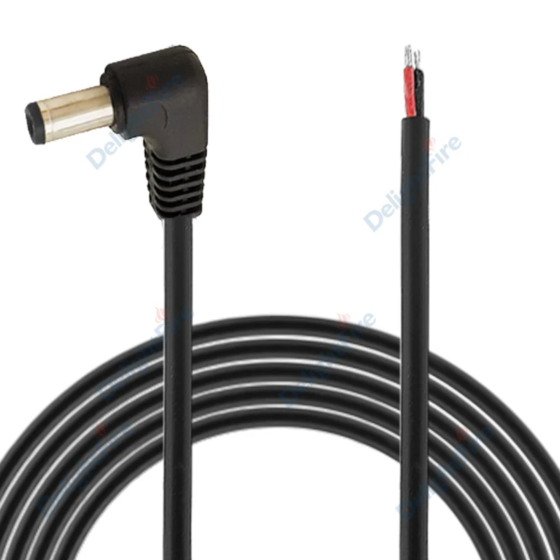 Pigtail-Gleichstromkabel mit rechtwinkligem Stecker 5,5 x 2,1 mm, Stromadapter, männlich-weiblicher elektrischer Stecker für CCTV-Kamera, LED-Streifen – Detail 3