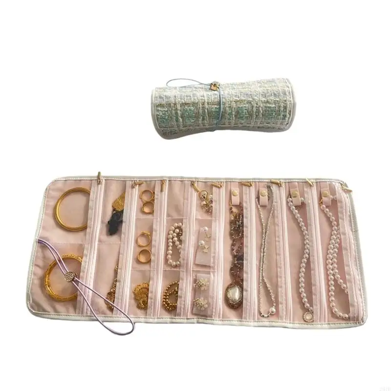 

2025 New Portable Jewelry Organiser Roll For Necklaces Earrings Travel Accessories Bag