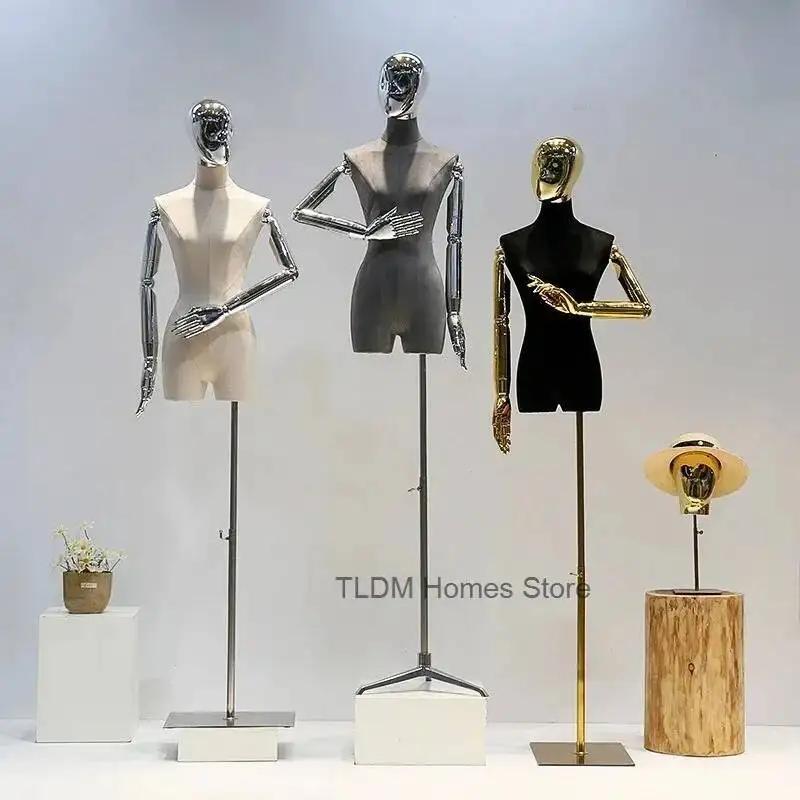 

Dress Korean Female Suede Model Upper Body Mannequin Model Electroplated Arms Clothing Store Window Wedding Display Stand P