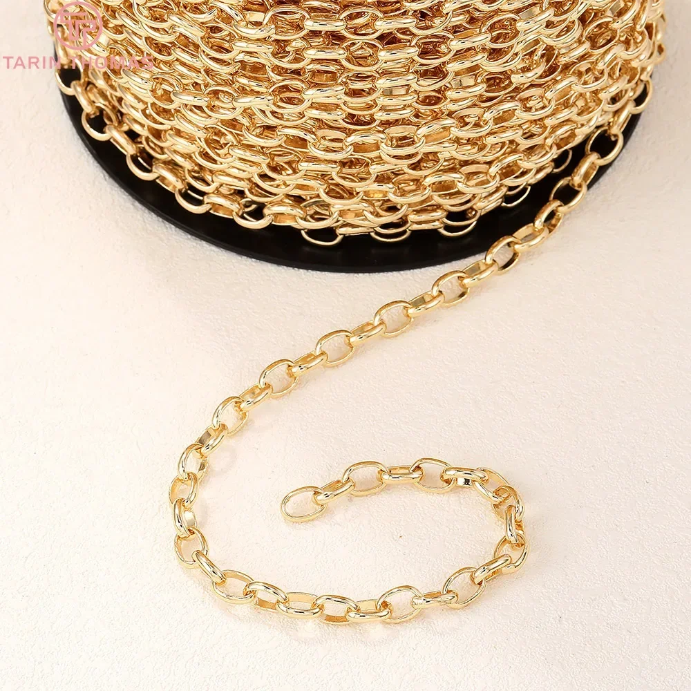 (4284)1 Meter Width 5MM Thickness 1.5MM 24K Gold Color Brass Round Necklace Chains High Quality Diy Jewelry Findings Accessories