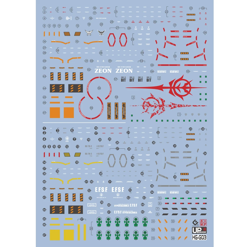 EVO Model Decals GQ-3 Voor HGUC 1/144 GQuuuuuuX Rode Fluorescerende Hoge precisie Water Sticker