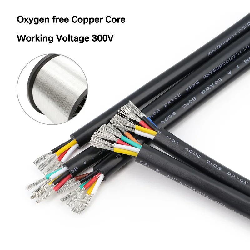 Multi-core Copper Cables 2/3/4/5/6/7/8/9/10Cores 2464 PVC Sheath Wire 30/28/26/24/22/20/18AWG Audio Signal Control Connect Line