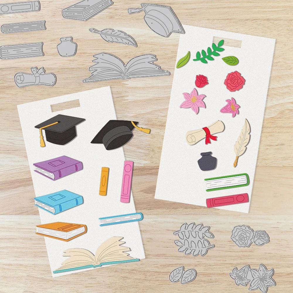 New Cutting Dies 2024 New Arrivals Graduation Season Book Flowers Metal Cut Dies for DIY Scrapbook Perforadora Handicrafts