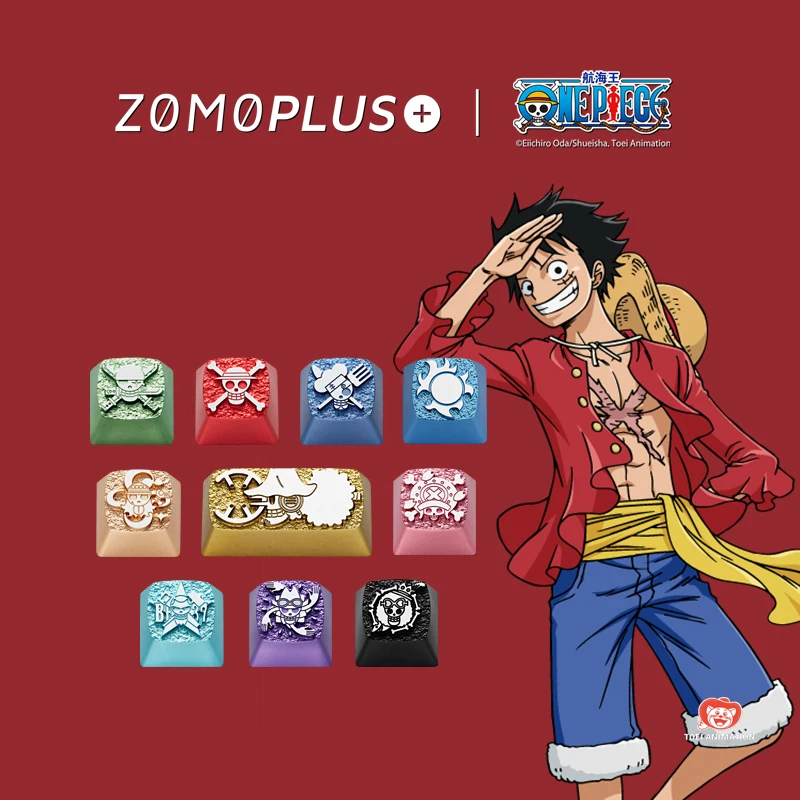 Zomoplus 10pcs One Piece Series Sets Artisan Keycaps Luffy Zoro Sanji Aluminum Key Caps for Mechanical Keyboard Gift for Boys