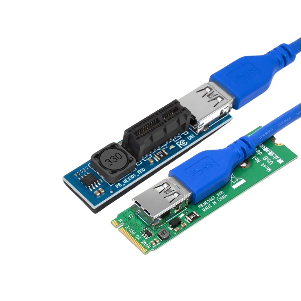 NVMe M.2 do PCIE Riser USB 3.0 PCI Express X1 X4 Przedłużacz Kabel Adapter Karta Konwerter z Modułem Zasilania do Komputera Stacjonarnego PC AMD GPU