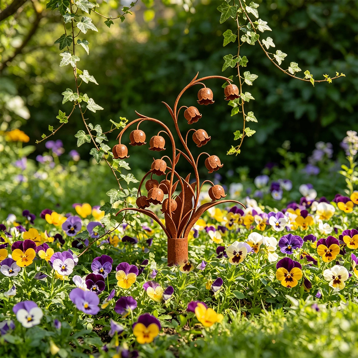 1Pc Wrought Iron Garden Decoration Stake, Lily-Of-The-Valley Shape Garden Decoration Stake, Outdoor Decoration, Garden Decoration, Suitable for Garden Stakes, to Be Inserted into Flower Beds, Lawns, or Flower Pots as an Artistic Embellishment.
