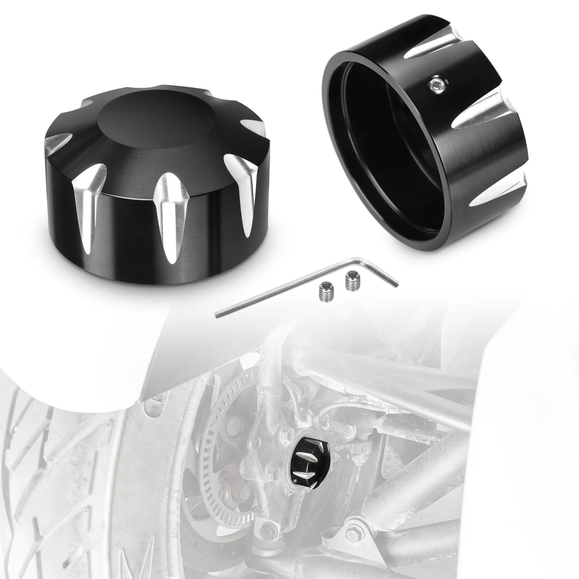 

Rear Axle Nut Cover Cap for Spyder RT/F3 Axle Blocks Nuts Black Aluminum Axle Caps for Can-Am Spyders GS/RS RT ST F3 2018-2025