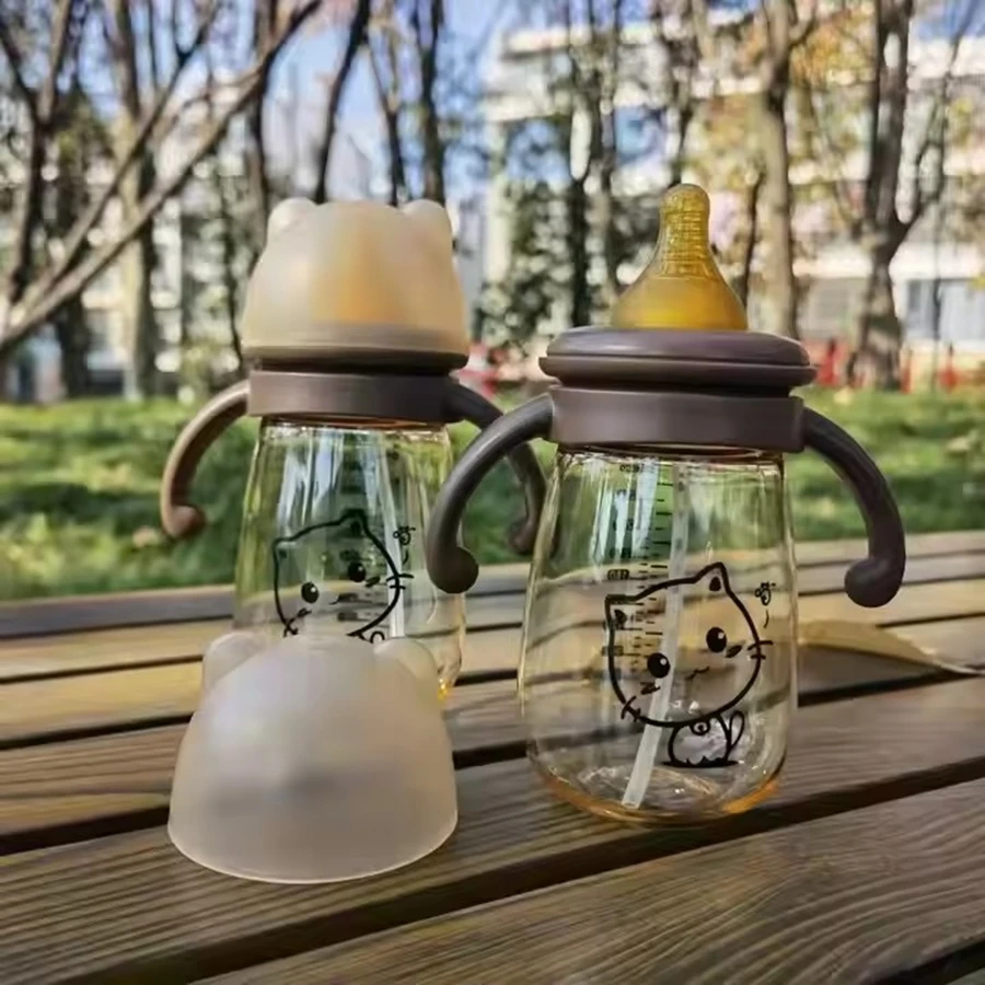 Baby Bottle with Handle; Anti-Drop, Anti-Choking Bottle; Anti-Flatulence Straw; Nano-Antibacterial Nipple; Baby Bottle