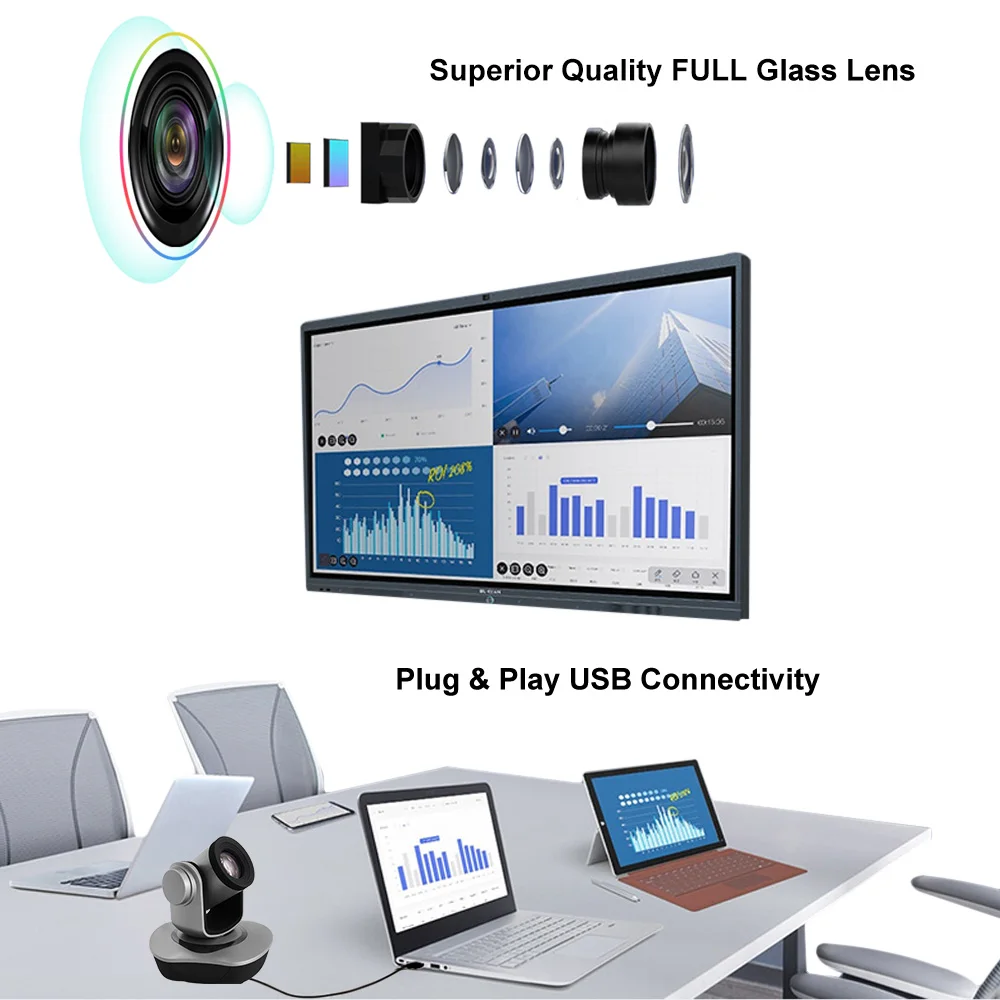 Anxinshi 1080P IP SDI HD-MI 3 In 1 Streaming Broadcast Video Conference Camera