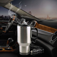450ml Electric In-car Travel Heating Cup by Cigarette Lighter Plug Stainless Steel Travel Electric Kettle 12V Hot Water Bottle