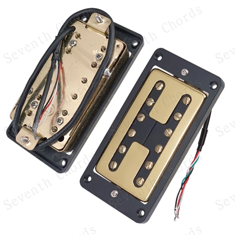 A Set 2Pcs Chrome Gold Humbucker Electric Guitar Pickups Bridge With H-type Hole Covers  Neck Accessories