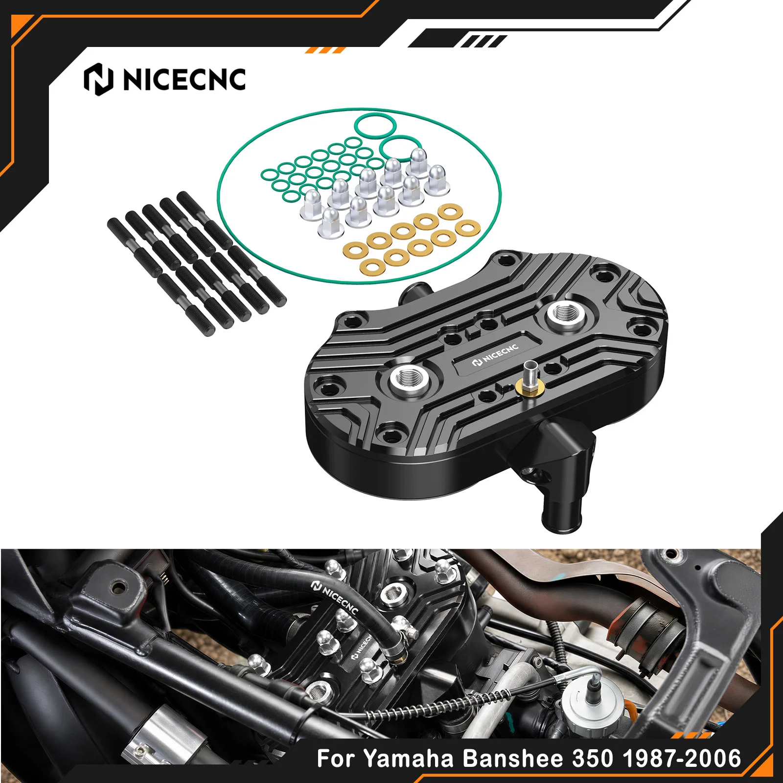 NICECNC For Yamaha Banshee 350 YFZ350 1987-2006 Cylinder Head 21Cc Dome Full Hardware Kit Aluminum Replaces 2GU-11111-00-00 ATV