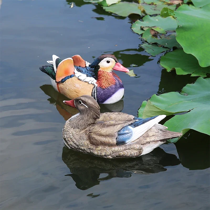 

[YL]-Floating Water Mandarin Duck Statue, Creative Swimming Pool, Outdoor Garden, Pond, Animal Sculpture, Home Ornament