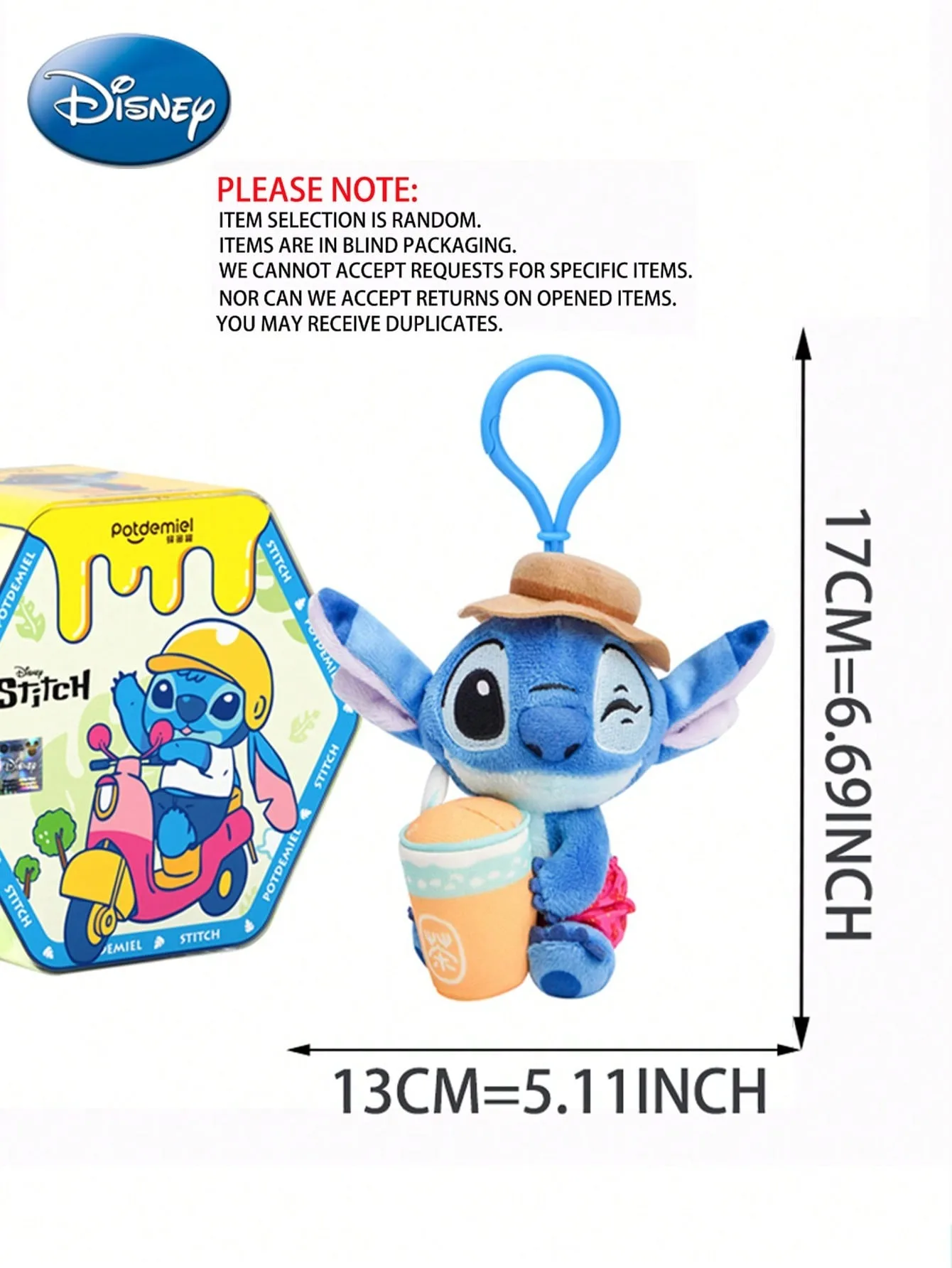 พวงกุญแจสติทช์จากดิสนีย์ลิขสิทธิ์แท้ 1 ชิ้น กล่องสุ่ม ของขวัญน่ารักอบอุ่นใจสำหรับใช้ในชีวิตประจำวัน