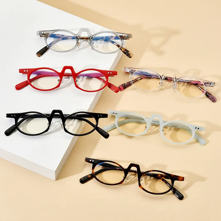 Niche cat-eye personality acetate glasses frame male and female designer retro literary full frame optical prescription glasses