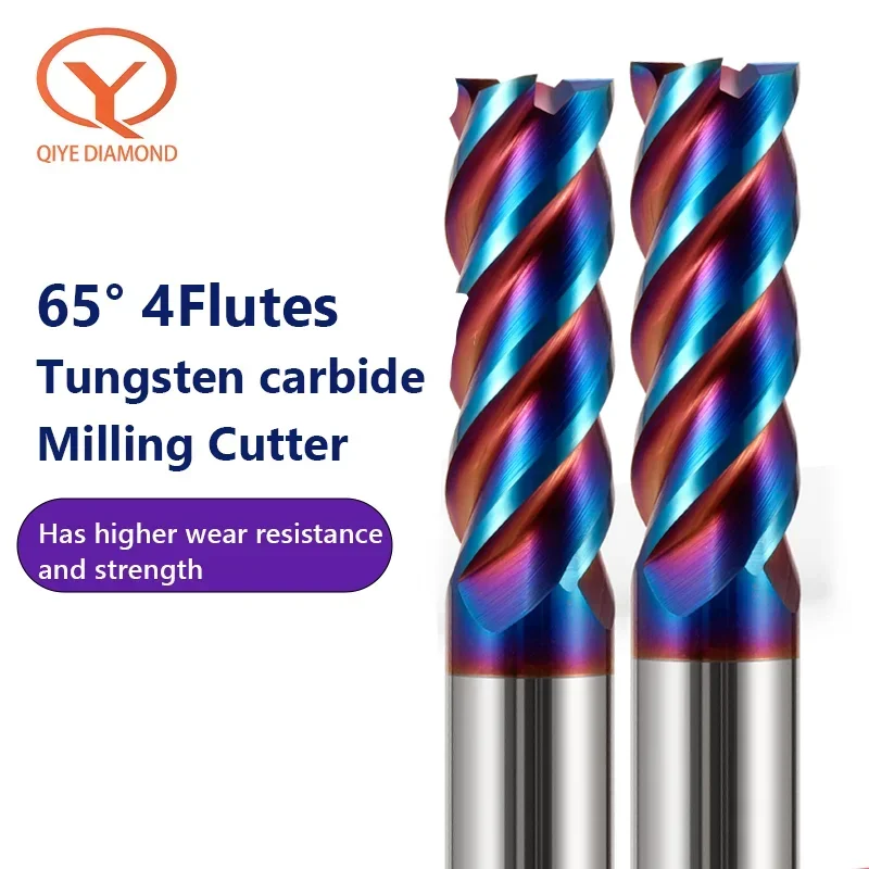 QIYE 4 Flute Discount Price Cutting HRC65 EndMills 1~20MM Shank Metal Key Seat Face Router Bit Carbide Milling Cutter Tungsten