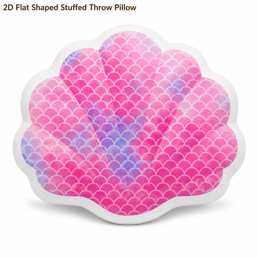 Pink Mermaid Seashell, Scallop Shell Ocean Plush Pillow Cushion Irregular Stuffed Throw Pillow Home Decor Gift Sofa Bed Home