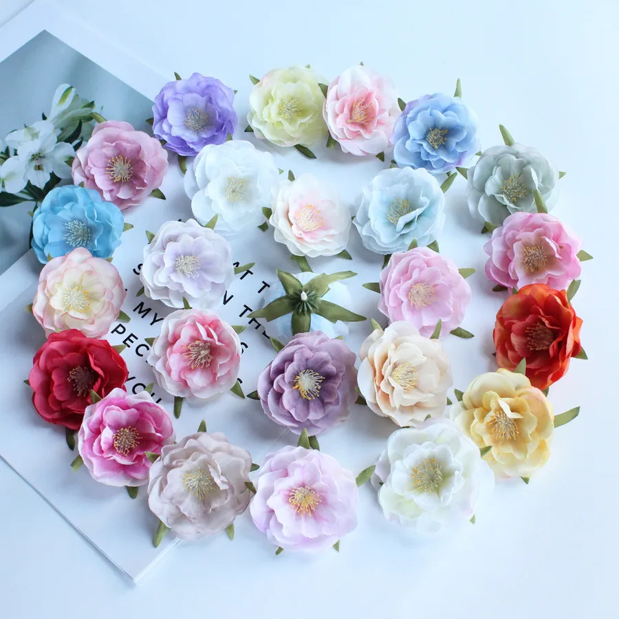 

6CM Artificial Silk Fabric Hibiscus Rose Flower Heads For Wedding Party Home Decoration DIY Hat Flower Wall Bouquet Accessories