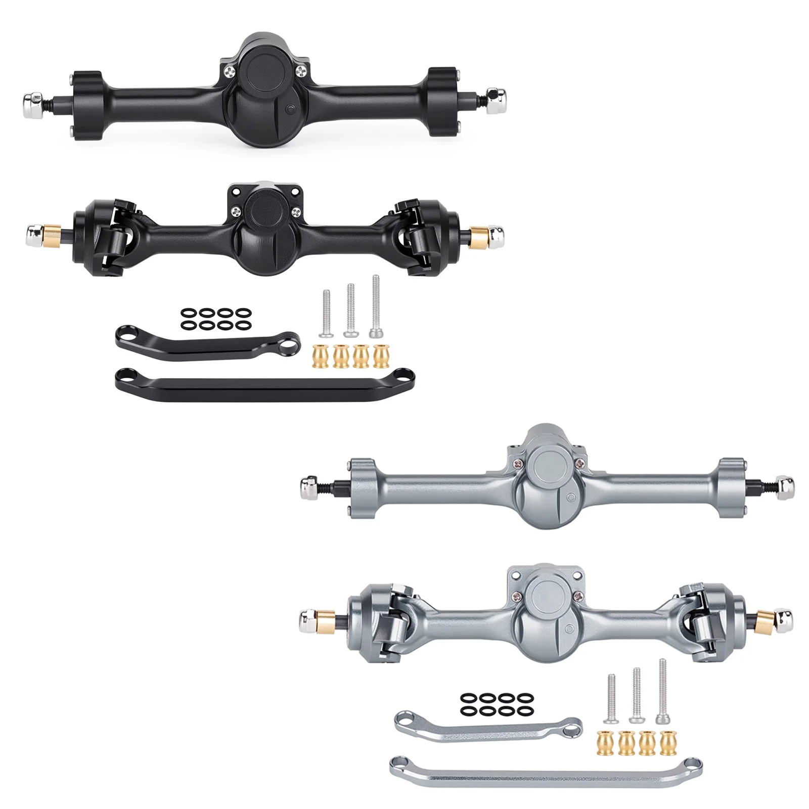 Aluminum Alloy Extended 3mm Front and Rear Axles With Brass Steering Knuckles for 1/30 RC Axial SCX30 Crawler