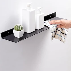 Bathroom Accessories Kitchen Wall Shelf Black 30-60cm Bathroom Shelves Storage Rack