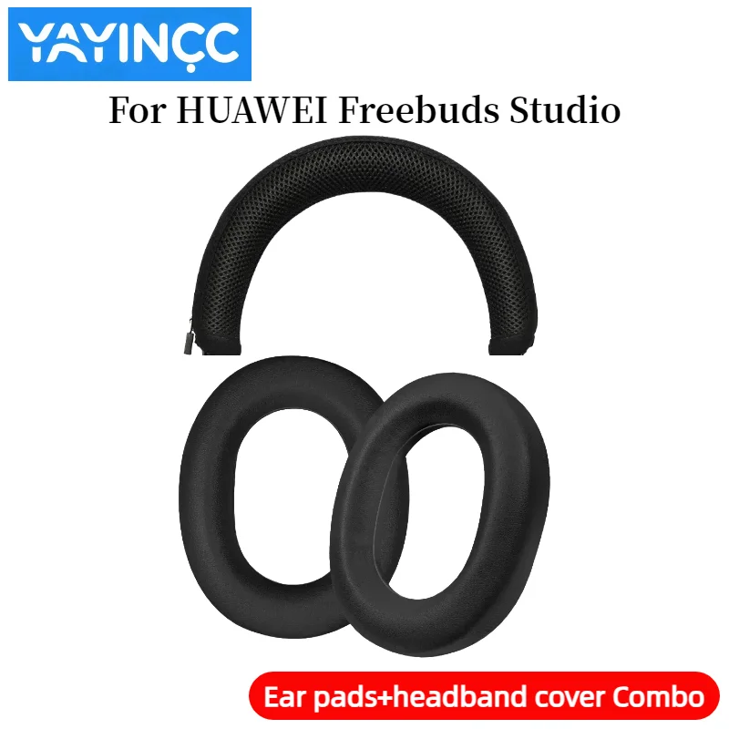 YAYINCC Ersatz-Ohrpolster aus Proteinleder + Kopfbandabdeckung mit Reißverschluss für Huawei FreeBuds Studio Kopfhörer Reparaturteile – Detail 4