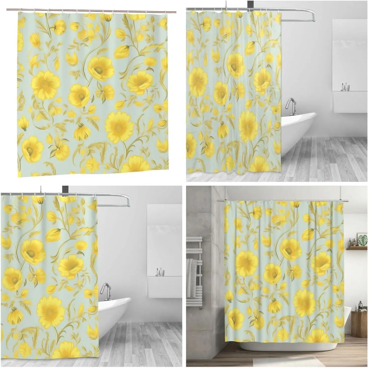 

Наборы занавесок для душа с желтым цветком и 12 крючками, водонепроницаемая занавеска для ванны, сверхмощные толстые занавески для ванны, моющаяся ткань Farmhou