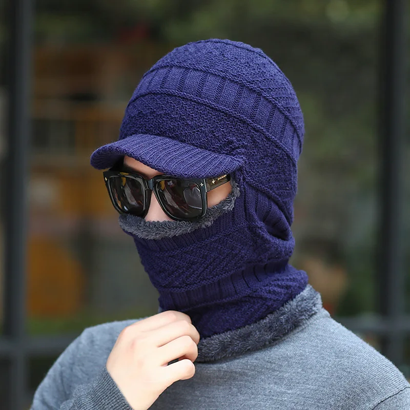 Knitted Hat for Winter Men, Outdoor Warmth, Face Covering, Knitted Hat for Women, Cycling Scarf, One-Piece Velvet Pullover Hat