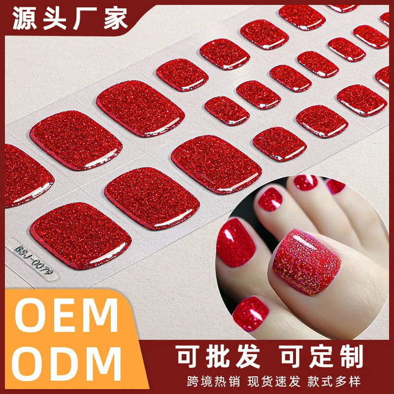 Naklejki na paznokcie UV żelowe, wodoodporne i odporne na pot, naklejki na paznokcie francuskie z proszkiem \"scallion\", półutwardzone naklejki na stopy.