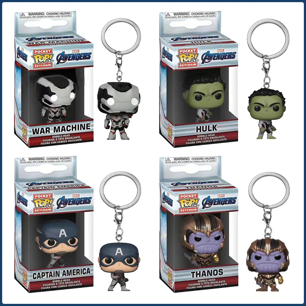 

Funko POP Keychains Marvel The Avengers Thanos Iron Man Captain America Q-version Action Toy Figures Pendant Keychain Child Gift