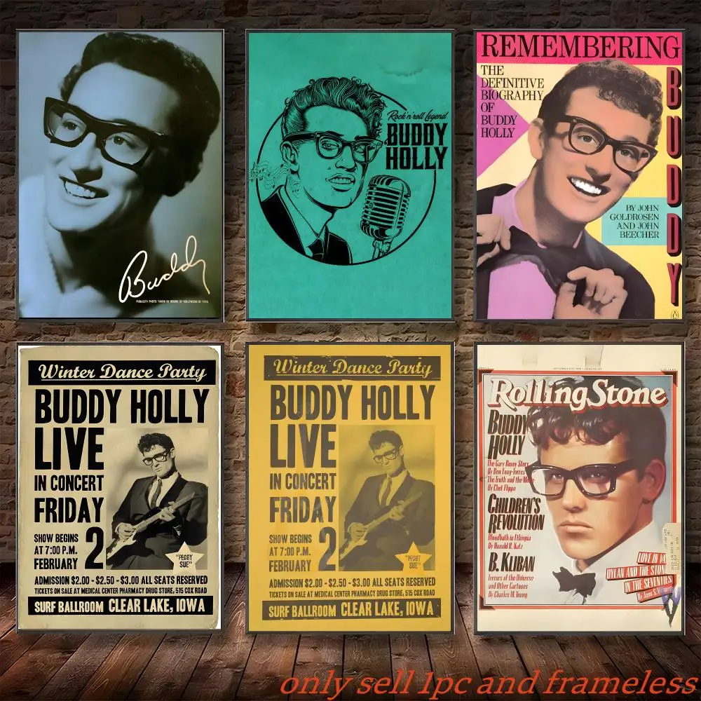 Classic Singer B-Buddy Holly Poster Poster painting with prints Home bedroom living room decoration gift