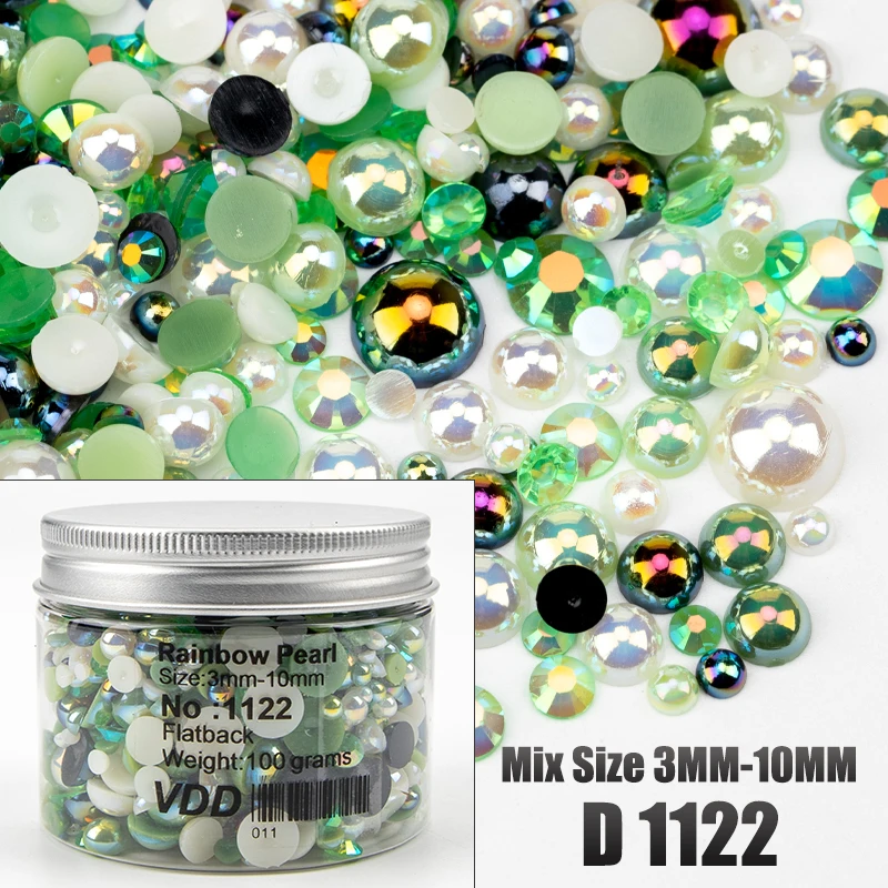 VDD 30/60/100/200g Großhandel Gemischte Größen ABS Halbrunde Perlen Flache Rückseite Perlen Farbige Harz-Strasssteine für Nagelkunst, Basteln und DIY-Dekoration – Detail 28