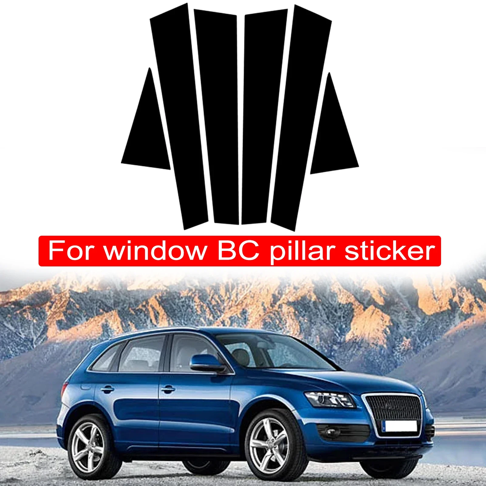 

6PCS Polished Pillar Posts Fit For Audi Q5 2011-2017 Window Trim Cover BC Column Accessories Sticker Gloss Black